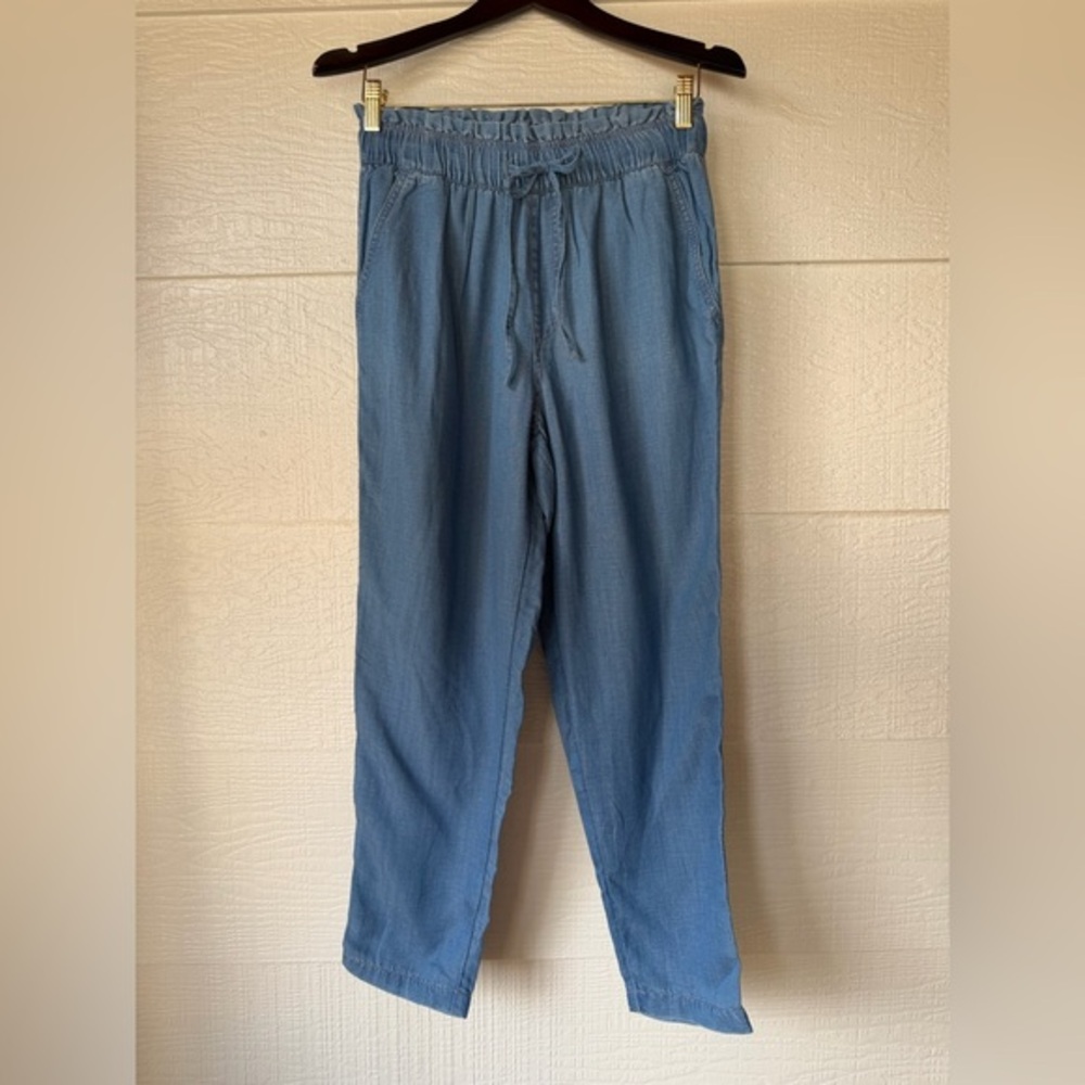 LOFT Chambray Pull On Pants XS Elastic Waist Casual Lightweight NWT